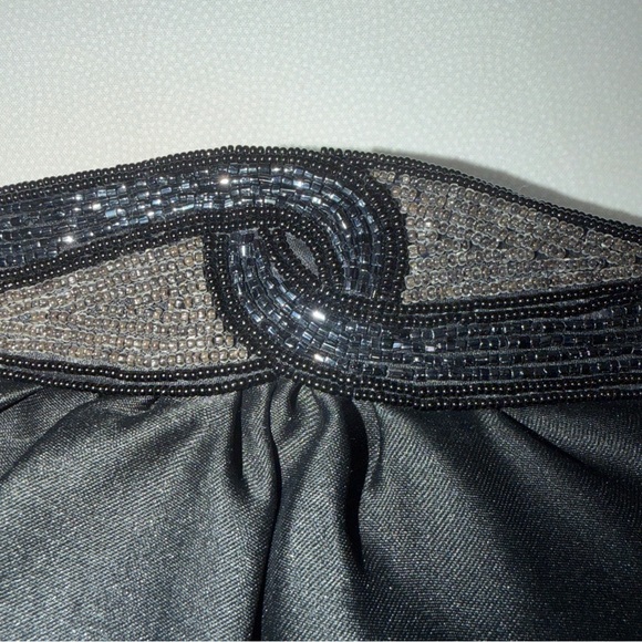 Black Beaded Evening Bag With Sparkly Trim Small / Great For A Evening Out. - Picture 5 of 10